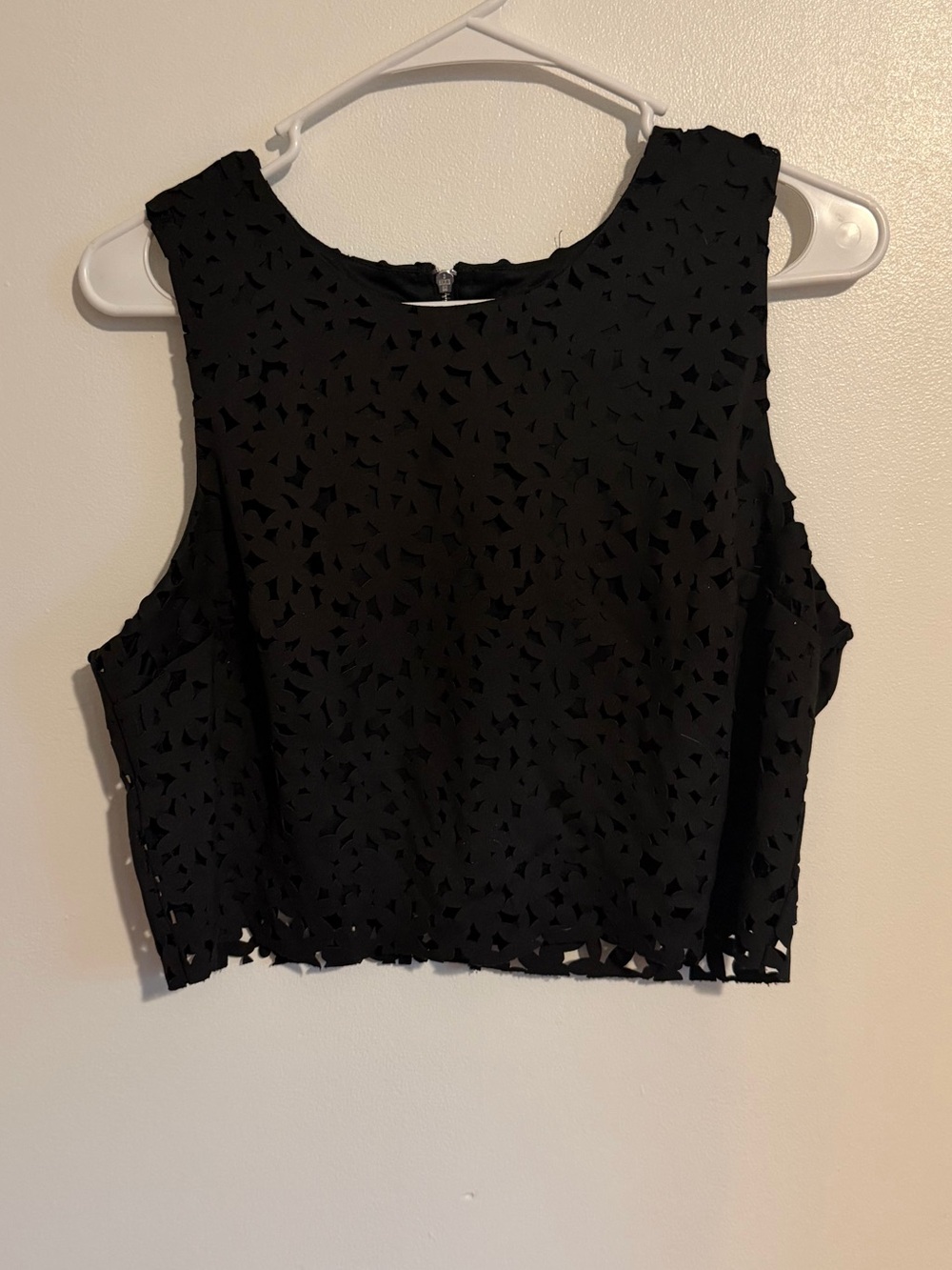 Express Black Laser Cut High Neck Crop Top